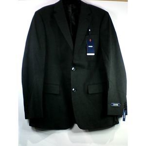 Izod Mens Classic-Fit Blue Solid S Black Pindot 38R, BLACK, Size 38 R/M37.5